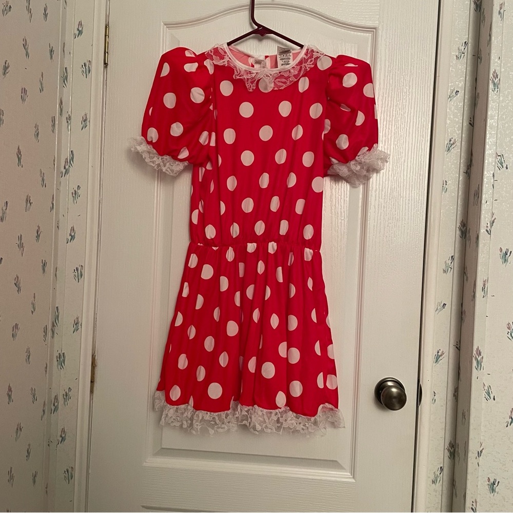 Disney Minnie Mouse Red and White Polka Dot Dress with Lace